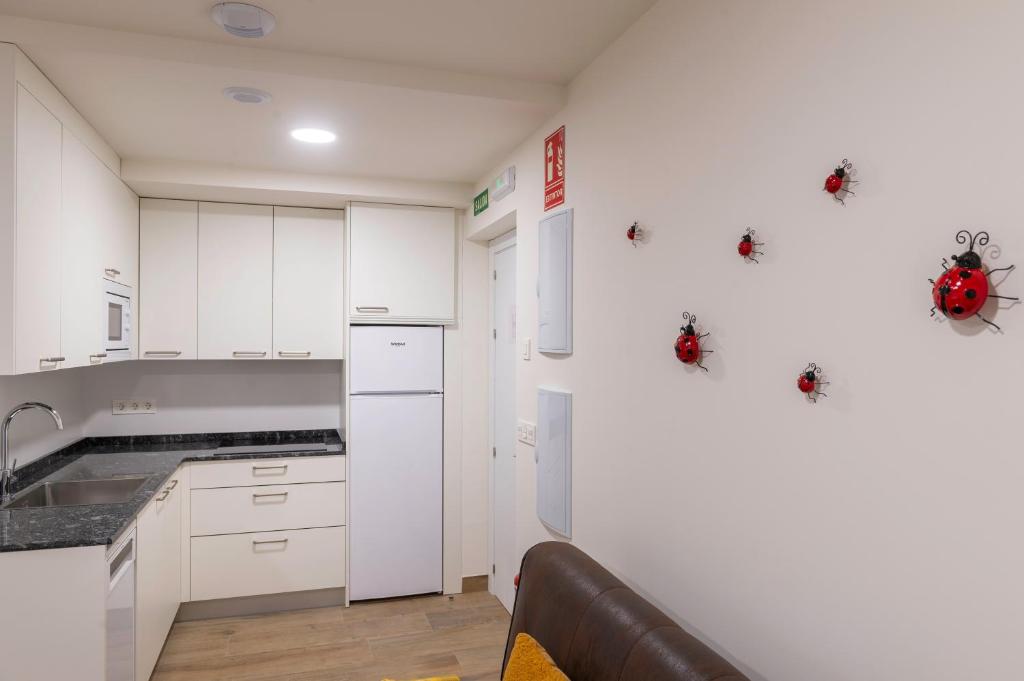 A kitchen or kitchenette at Apartamentos Herri Ondo REFUGIO CLIMATICO