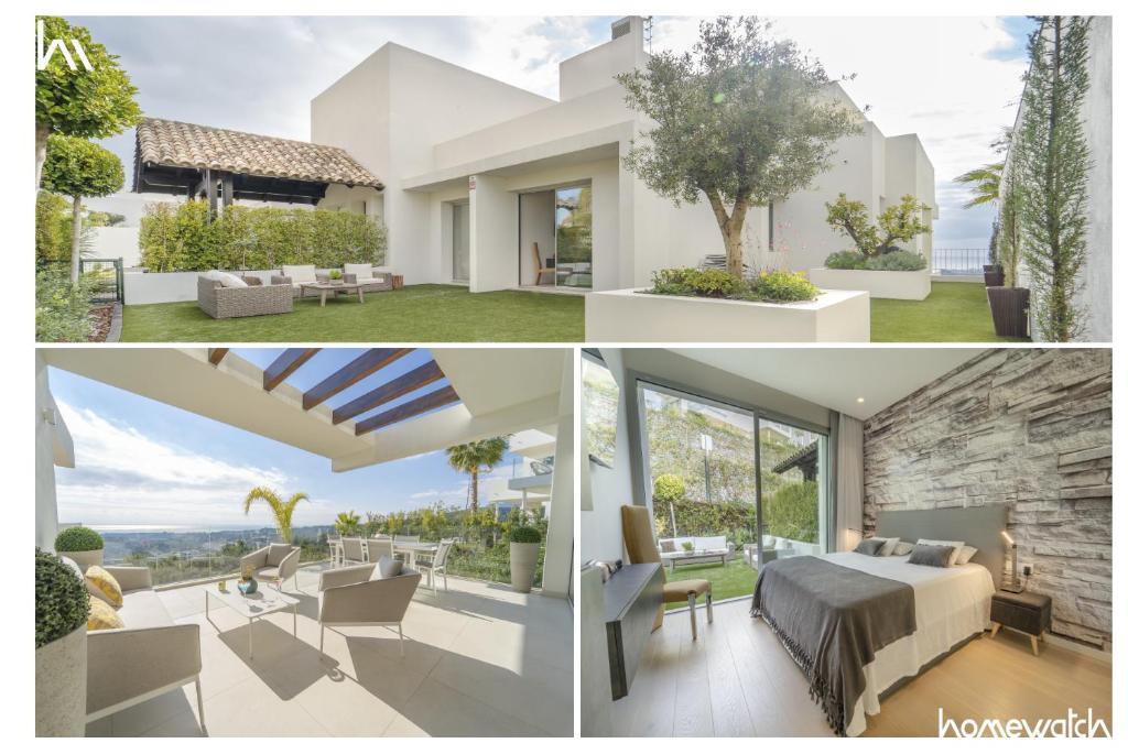 kolaż zdjęć domu w obiekcie Holiday in ground floor apartment in Marbella Club Hills, Benahavis w mieście Benahavís