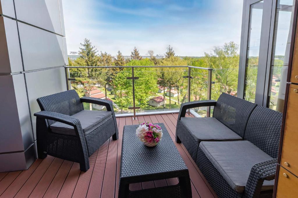 Balkón alebo terasa v ubytovaní VacationClub - Diune Apartment 63