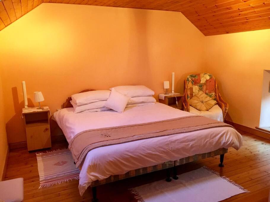 Postel nebo postele na pokoji v ubytování Dan Rua's Cottage