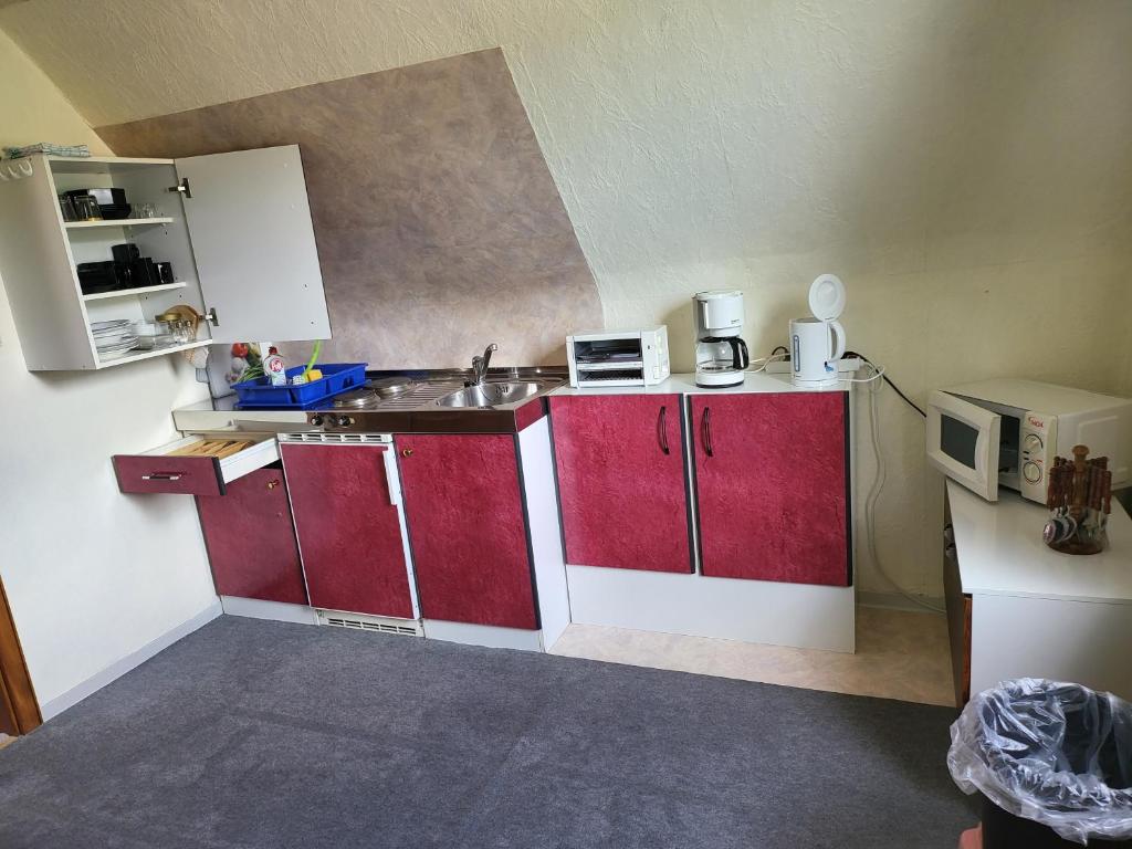 Kuchyň nebo kuchyňský kout v ubytování Hotel Zur Schanze