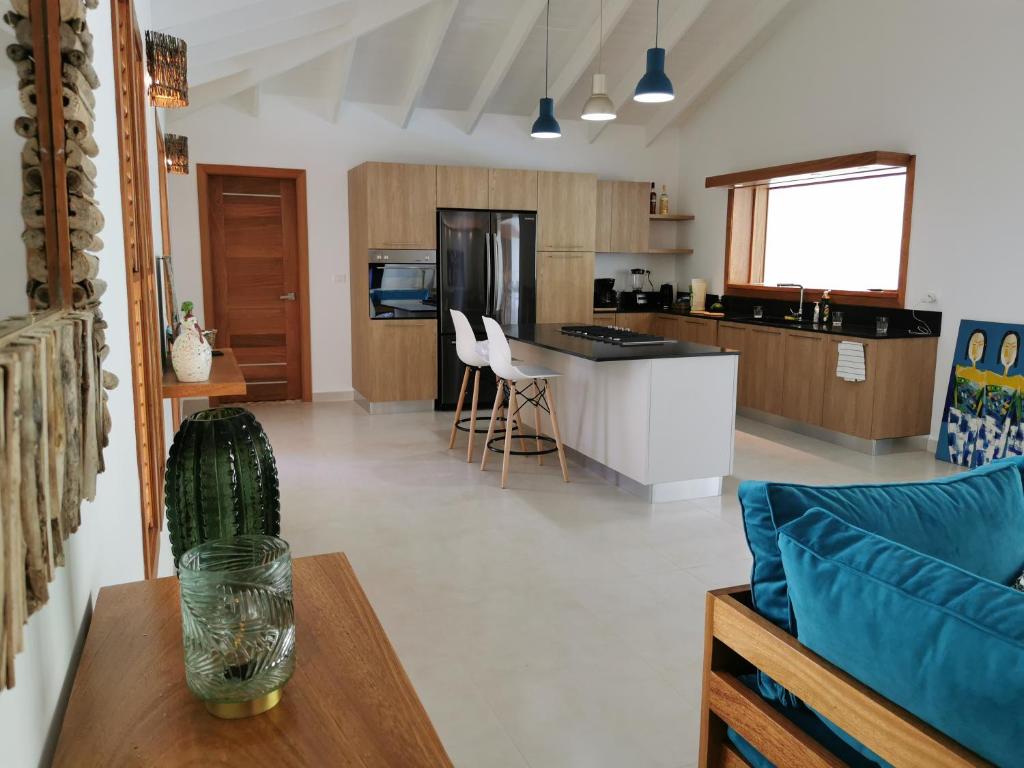 Kuchyň nebo kuchyňský kout v ubytování Flor de Coco, Villa neuve, 5 chambres, 5 salles de bains et grande piscine à 250 mètres de la plage