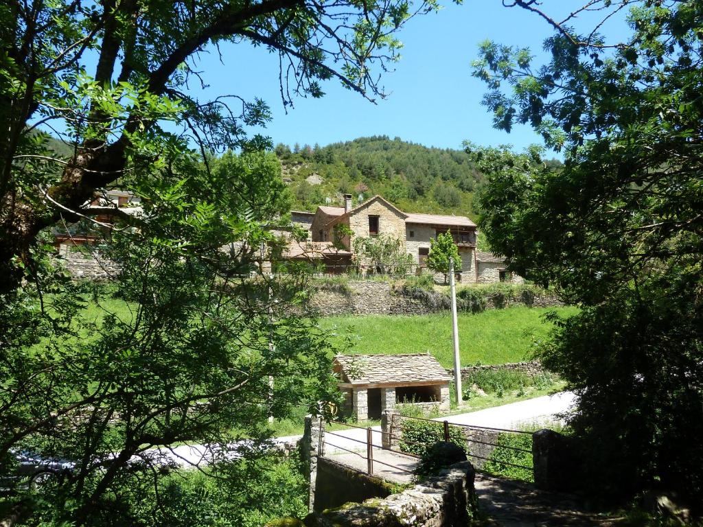 una casa en medio de un campo con árboles en Casa Chidro, en Buesa