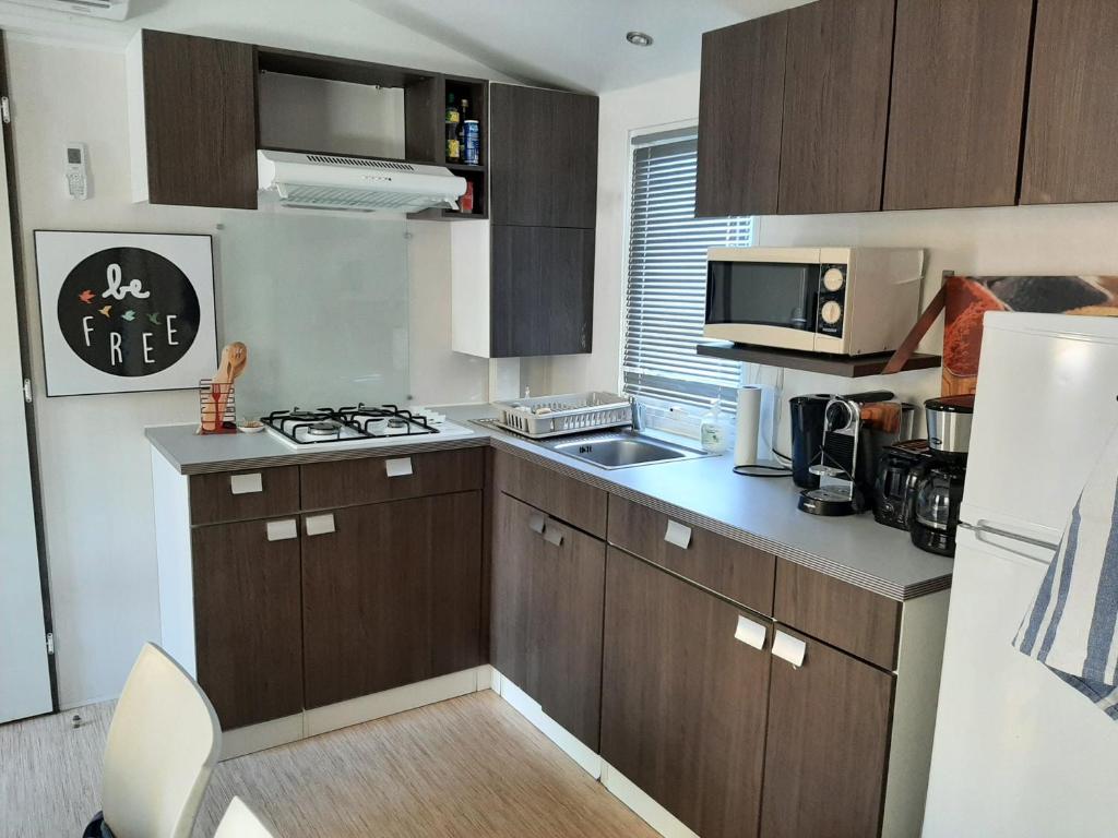 Kuchyňa alebo kuchynka v ubytovaní mobile home entierement équipé