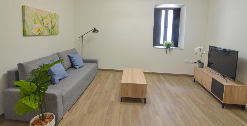 Televízia a/alebo spoločenská miestnosť v ubytovaní Apartamentos Turísticos Hornillo AT-CC-00681