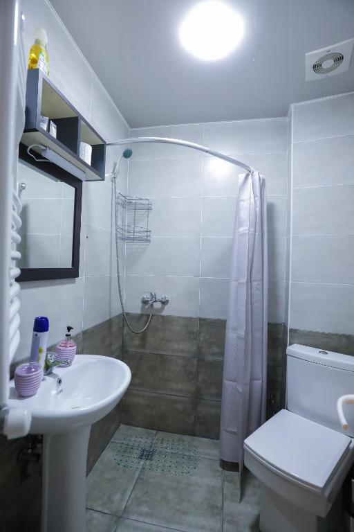 Koupelna v ubytování Hotel Sagu
