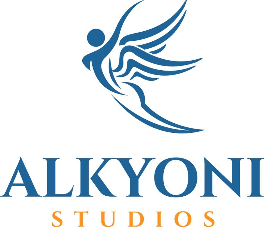 a logo for a school with a person jumping in the air at ALKYONI STUDIOS in Amorgos