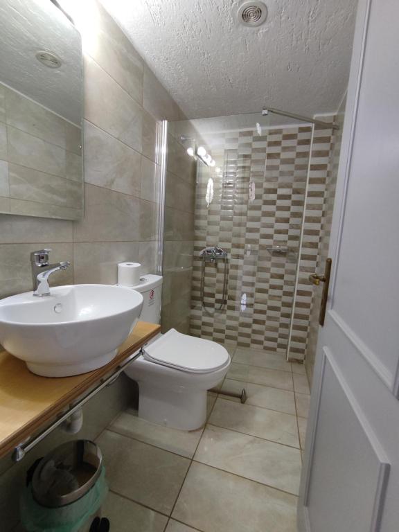 A bathroom at Emilia Apartments
