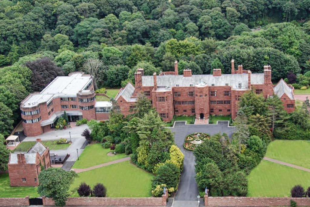 an aerial view of a large brick building at Abbey House Hotel in Barrow in Furness