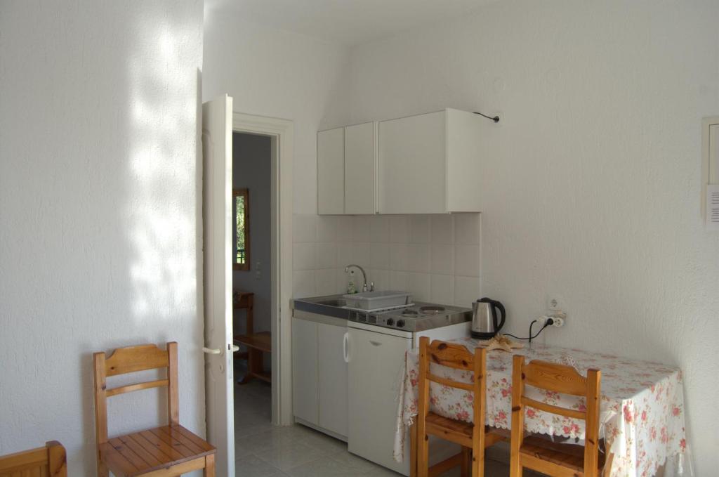 Kuchyň nebo kuchyňský kout v ubytování Odyssia Apartments