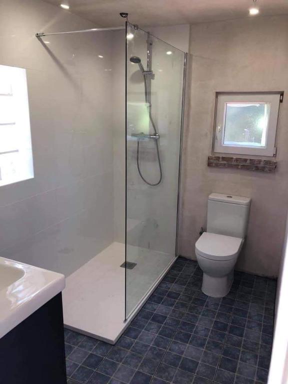 łazienka z prysznicem i toaletą w obiekcie Casa la Sorpresa holiday apartment w mieście Alhaurín de la Torre