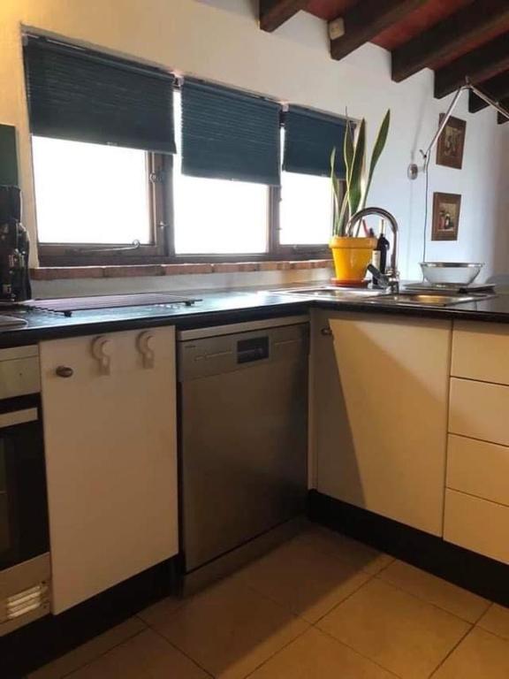 kuchnia ze zlewem i zmywarką do naczyń w obiekcie Casa la Sorpresa holiday apartment w mieście Alhaurín de la Torre