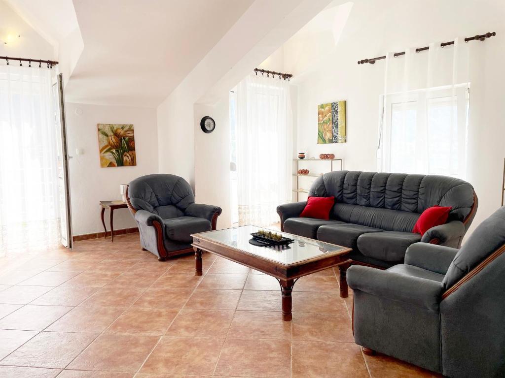Sala de estar con 2 sofás y mesa de centro en Apartments Kampe, en Kotor