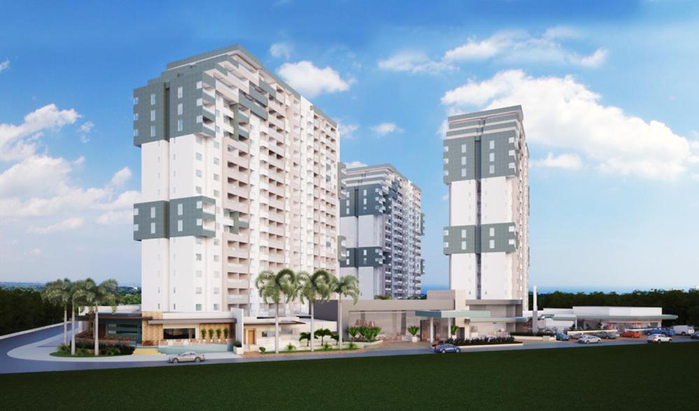 eine Darstellung eines Gebäudes mit zwei hohen Gebäuden in der Unterkunft Resort Olímpia Park 0912 in Olímpia