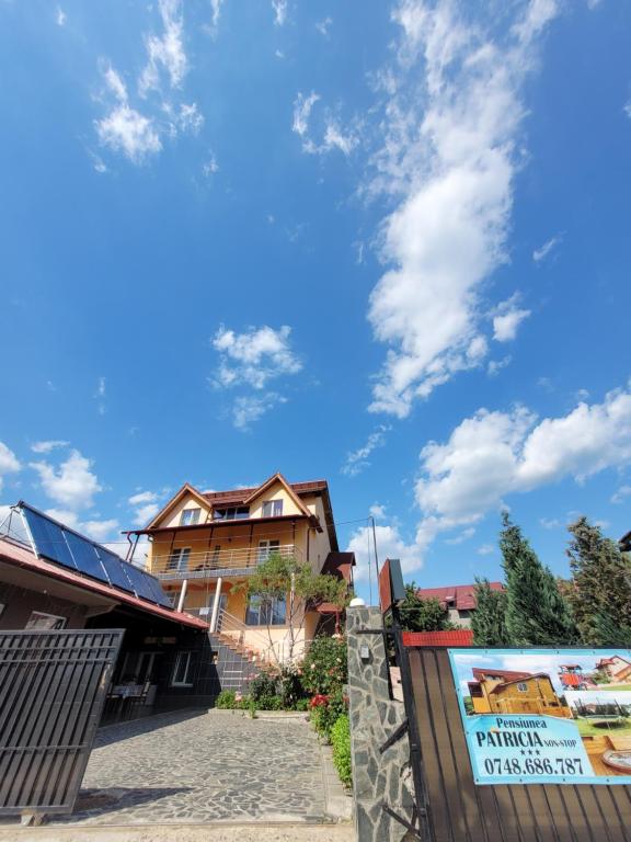 een uitzicht op een huis vanaf de straat bij Pensiunea Patricia in Oeşti-Pămînteni