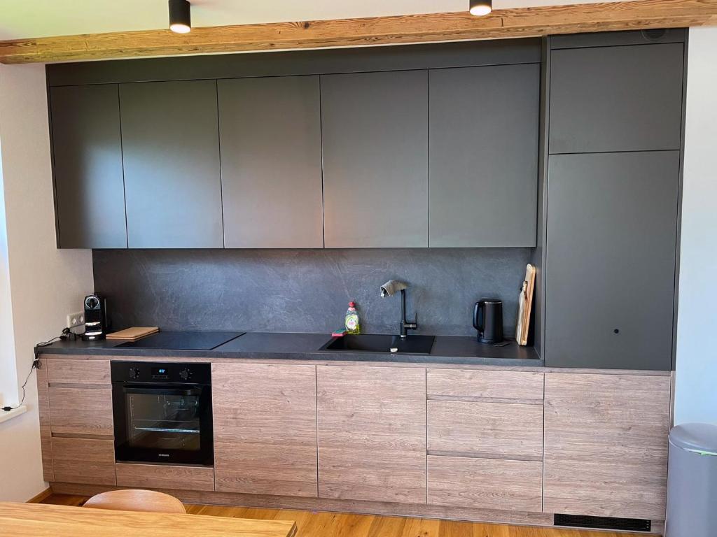 Kuchyň nebo kuchyňský kout v ubytování Alpenblick Apartment