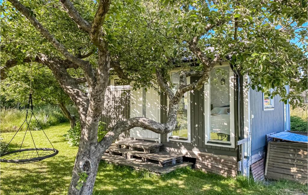 a tiny house with a tree in the yard at 1 Bedroom Nice Home In Varberg in Varberg