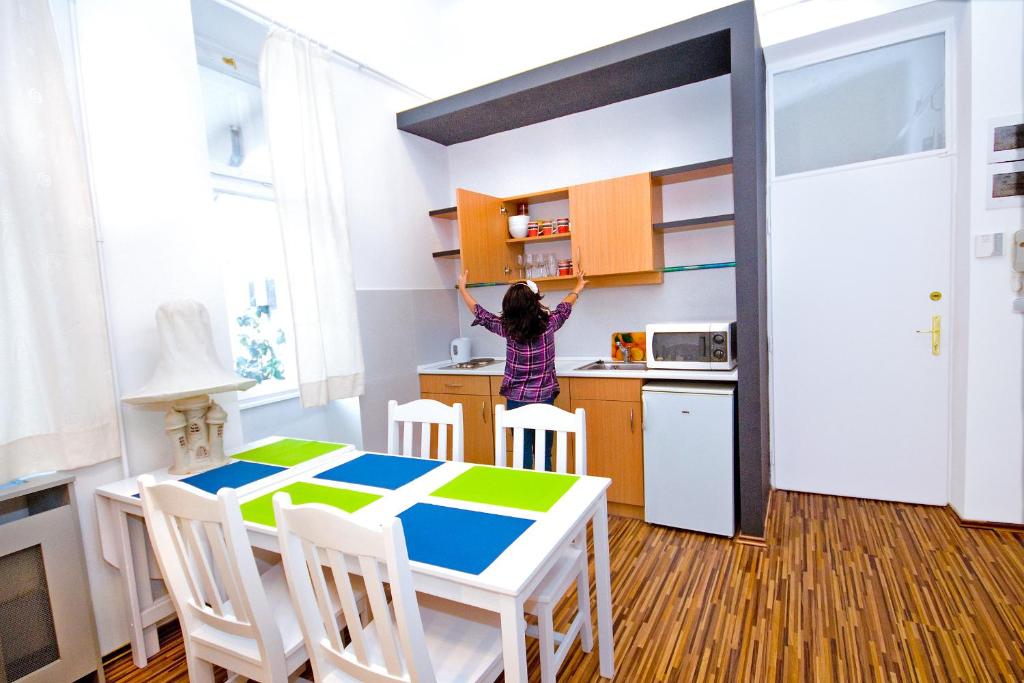 Kuchyň nebo kuchyňský kout v ubytování CentrÁlom Apartman