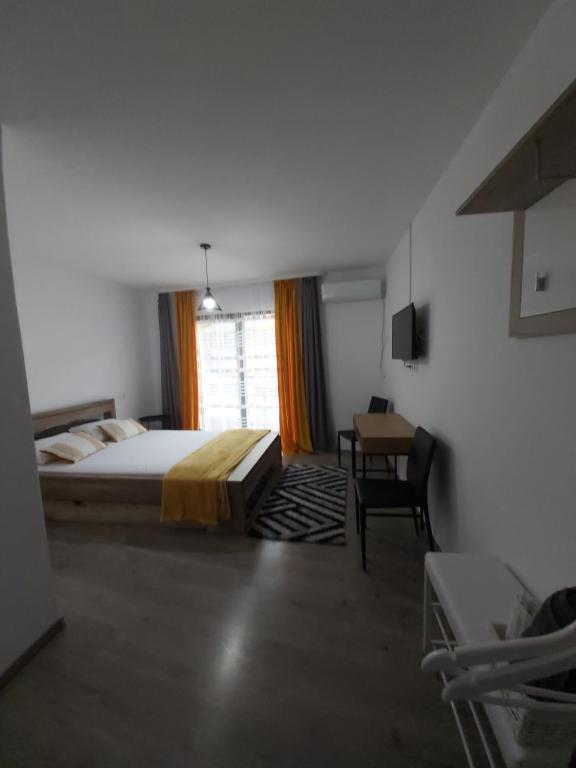 1 dormitorio con 1 cama, 1 silla y 1 ventana en Casa Dobro Dubova en Dubova