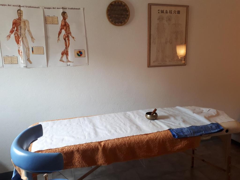 łóżko szpitalne z kocem w pokoju w obiekcie La Collina Olistica w mieście Tregnago