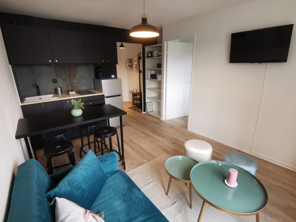 Kuchyňa alebo kuchynka v ubytovaní Cabourg T2 Front de Mer - Proche Thalasso