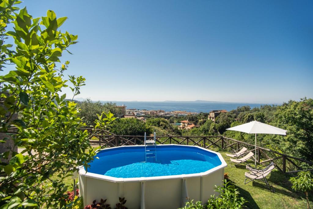 een zwembad in de achtertuin van een villa bij Villa green Eden in Sorrento