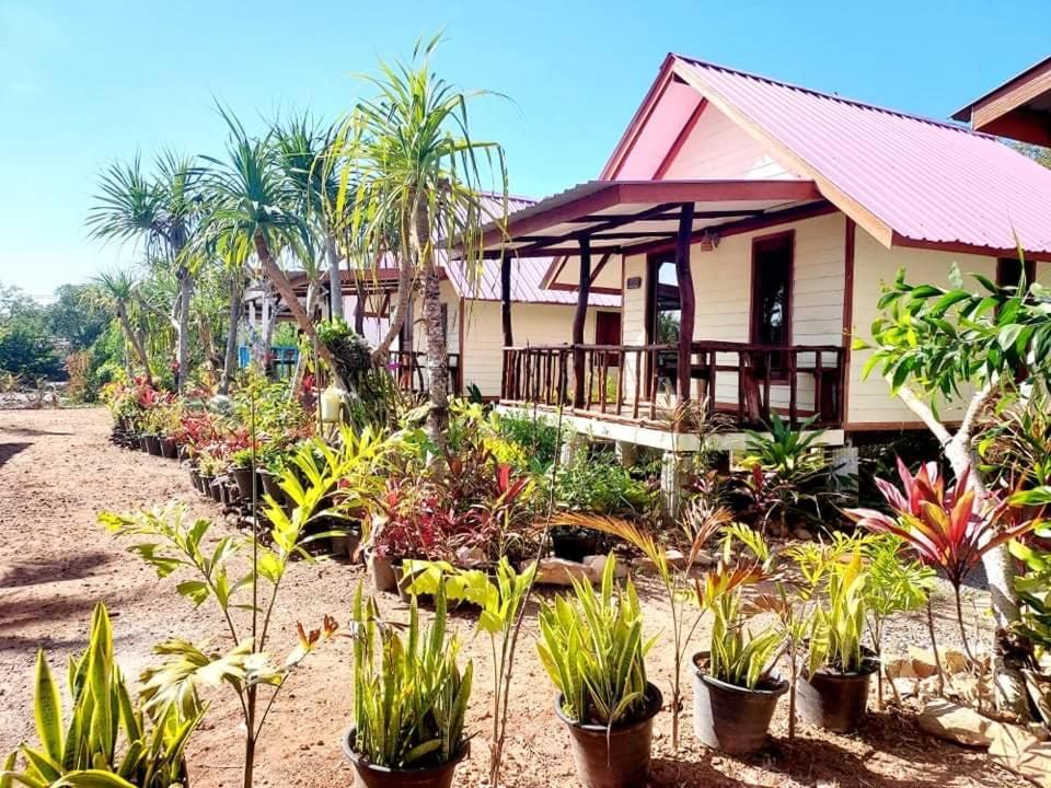 una casa con un mucchio di piante davanti di Blue Sky Bungalow a Koh Jum