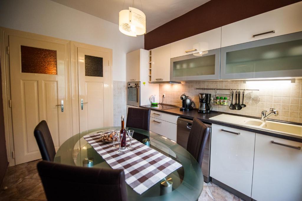 Kuchyň nebo kuchyňský kout v ubytování Downtown Apartment Nora