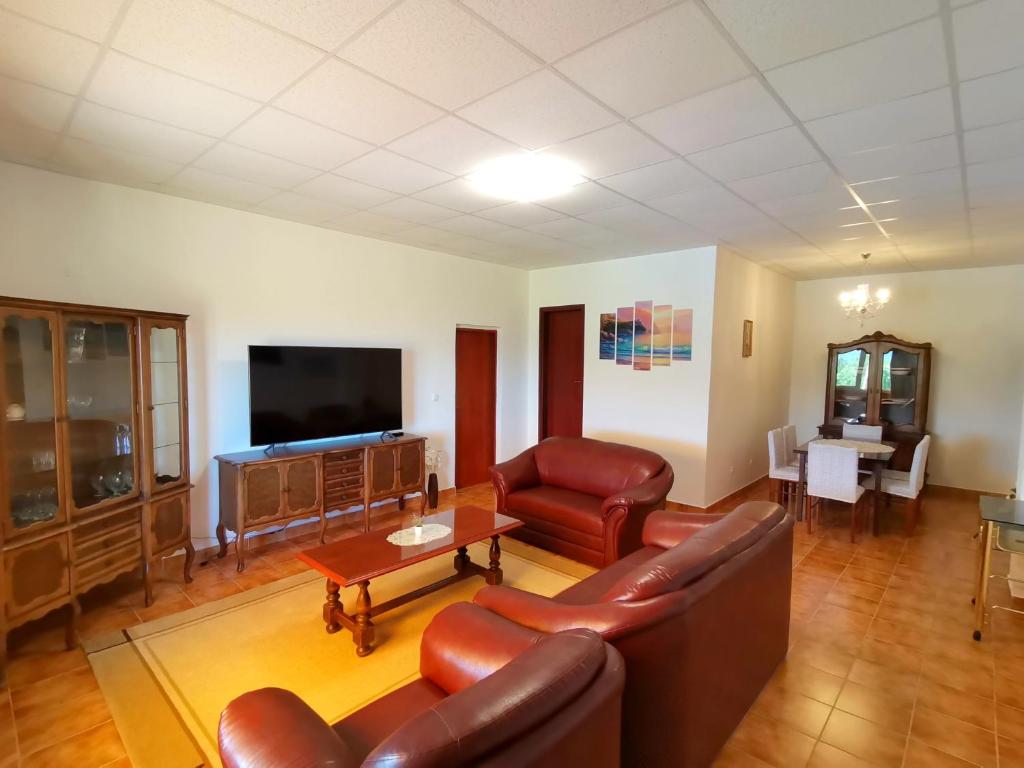 Televízia a/alebo spoločenská miestnosť v ubytovaní Villa Andy -private yard, swimming pool, panoramic view