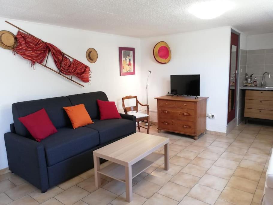 Televízia a/alebo spoločenská miestnosť v ubytovaní Studio 28m2 climatisé,WIFI, proche des calanques,plages