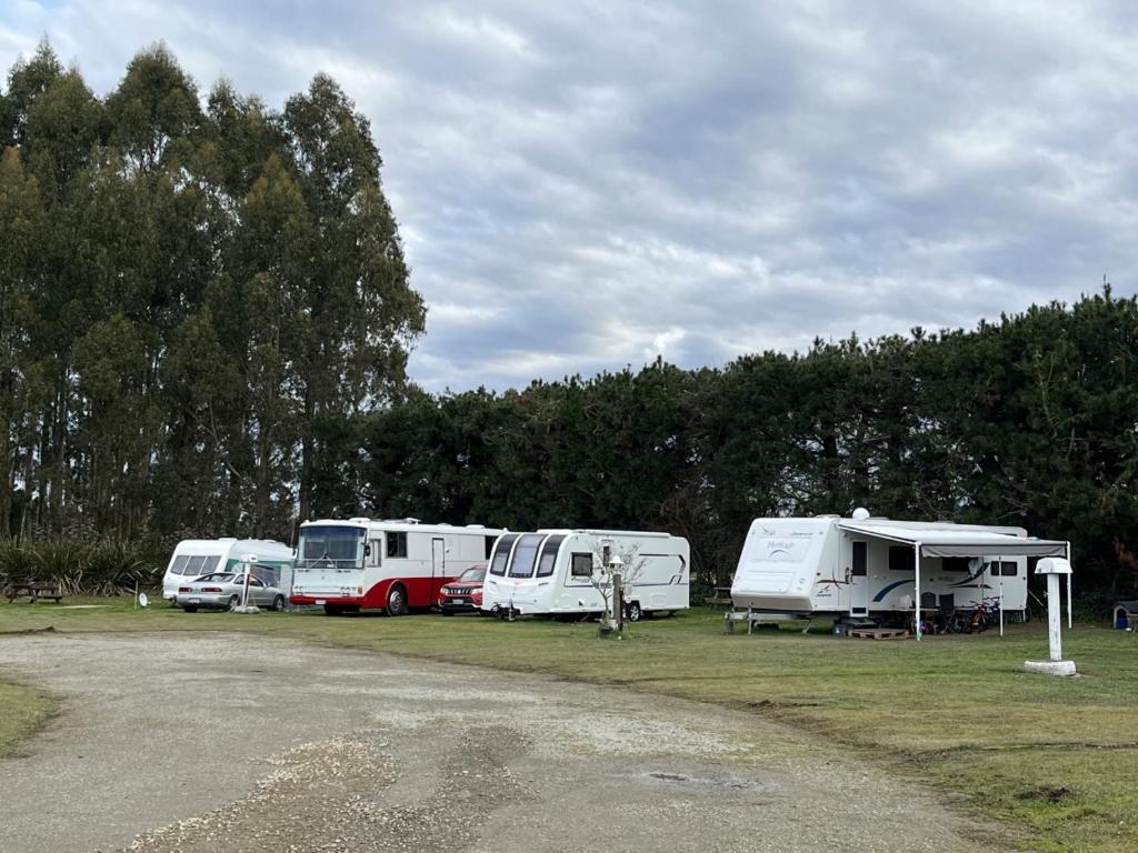 a group of rvs parked in a parking lot at Route79 Holiday Park Geraldine in Geraldine