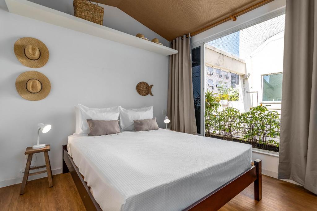 Кровать или кровати в номере Cobertura em Ipanema - Vista oceânica - JAC1