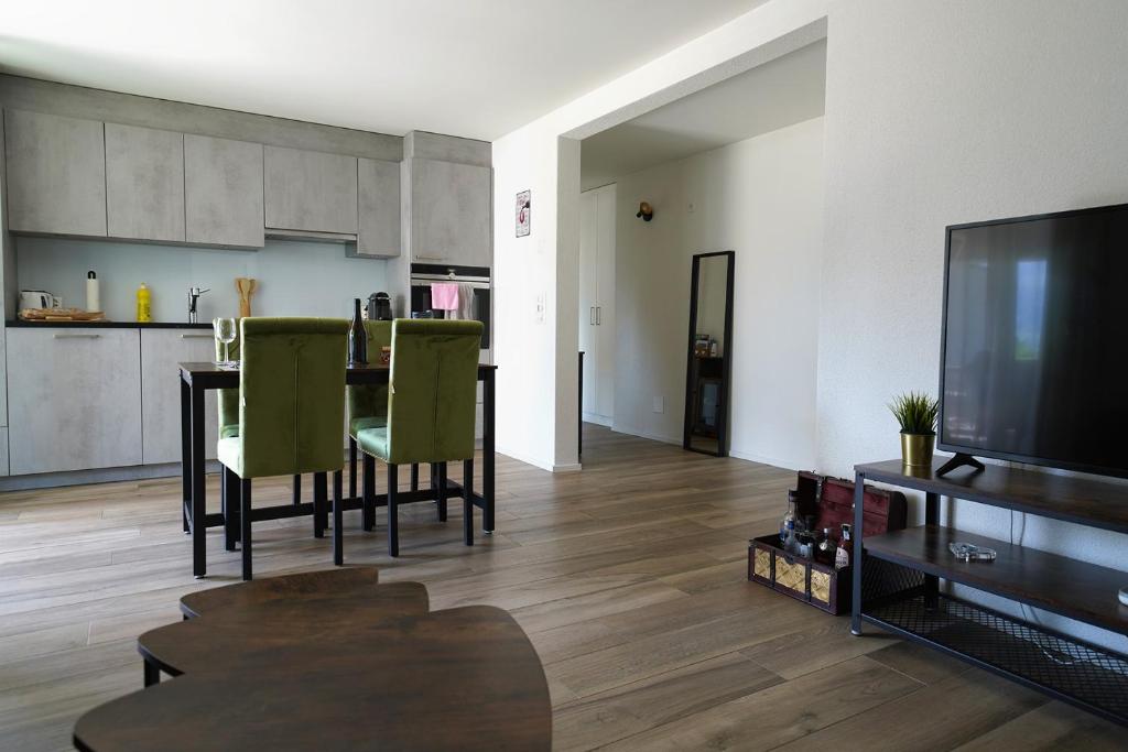 TV a/nebo společenská místnost v ubytování Ferienwohnung Grünegg