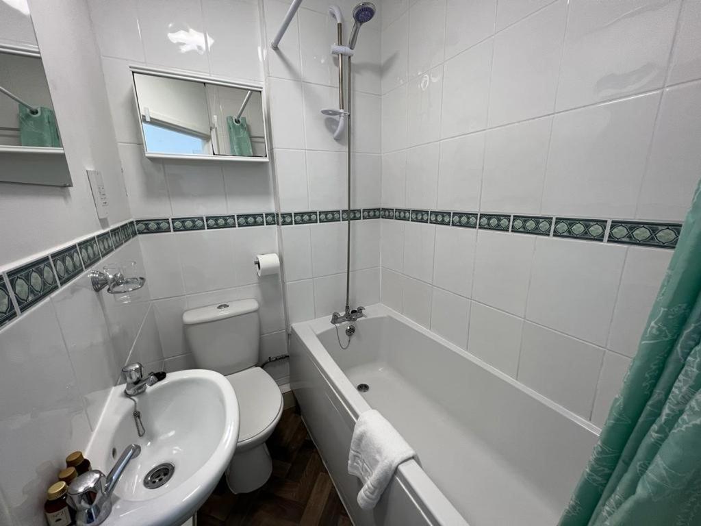 W łazience znajduje się toaleta, wanna i umywalka. w obiekcie Bridge Terrace A w Southampton