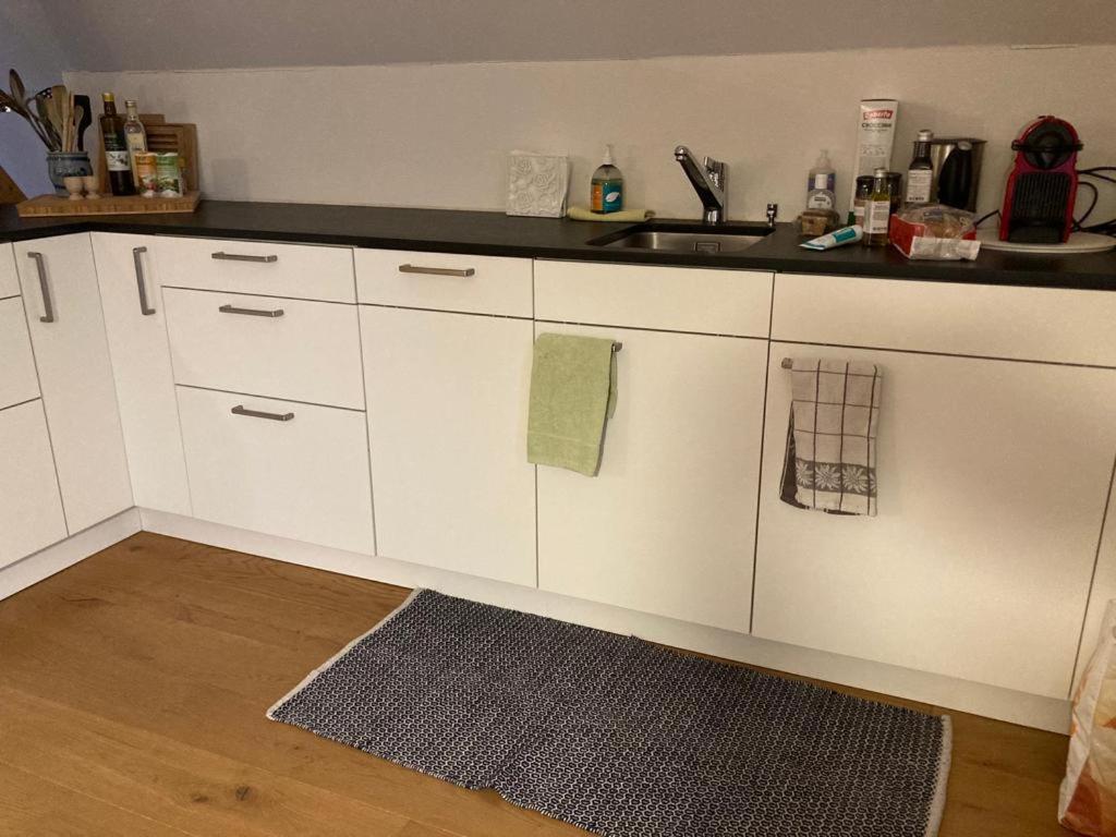 Kuchyň nebo kuchyňský kout v ubytování Ferienwohnung Burg Murten
