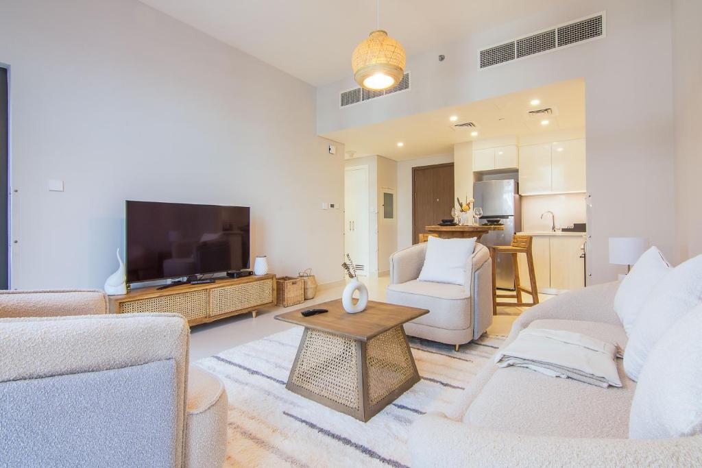 Posezení v ubytování Brand new 1 bedroom apartment Dubai Hills 601