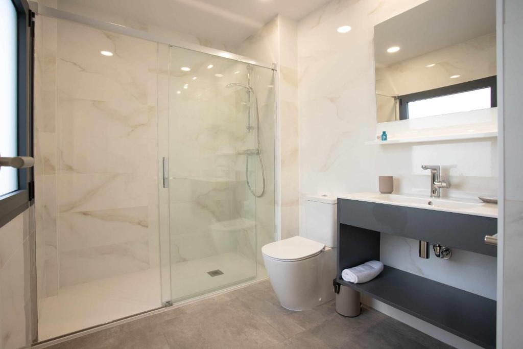 Koupelna v ubytování Oliva Suites