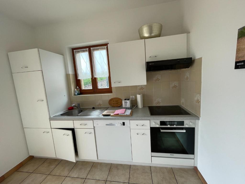 Kuchyň nebo kuchyňský kout v ubytování Residence Gaggiole, apartment 3