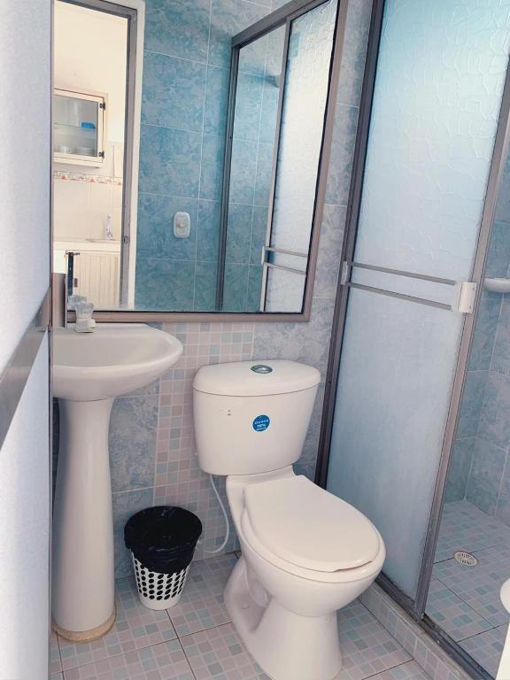 Koupelna v ubytování Blue Apartahotel