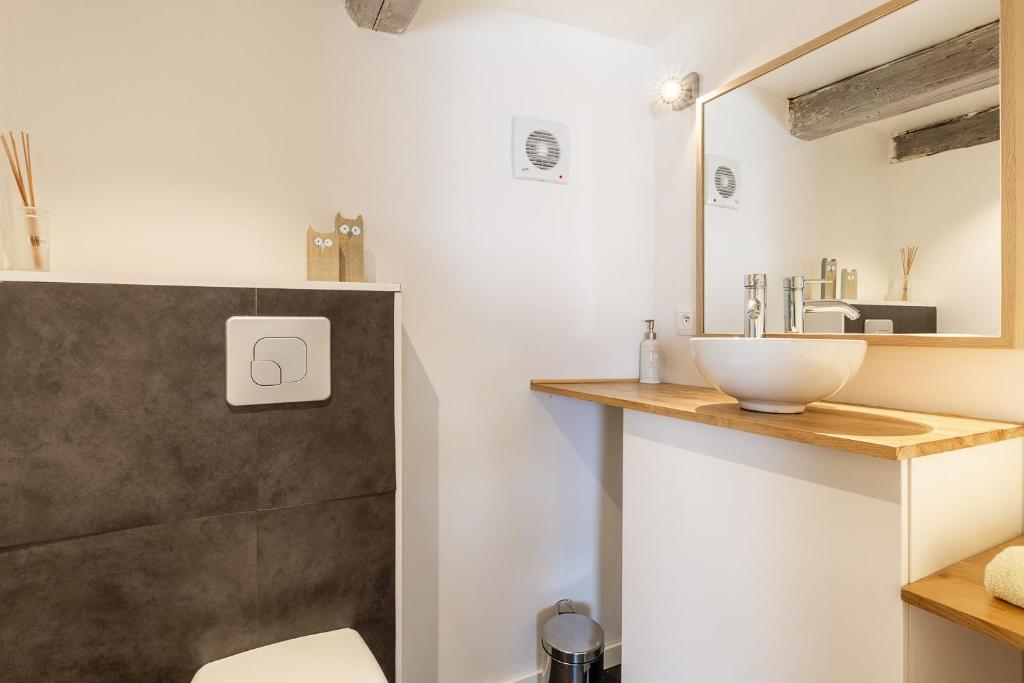 łazienka z umywalką i toaletą w obiekcie La maison d'Amélie w mieście Birkenwald