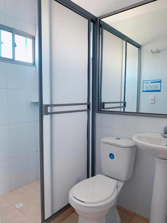 Koupelna v ubytování Blue Apartahotel