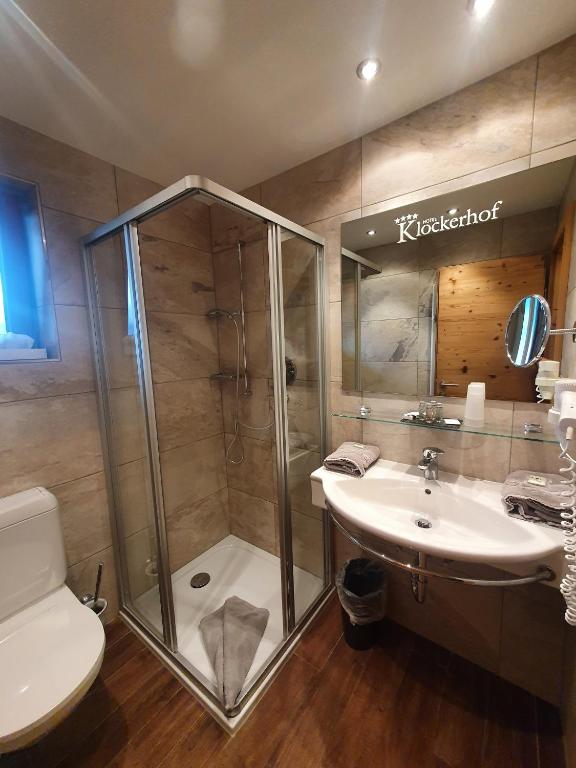 Koupelna v ubytování Hotel Klockerhof