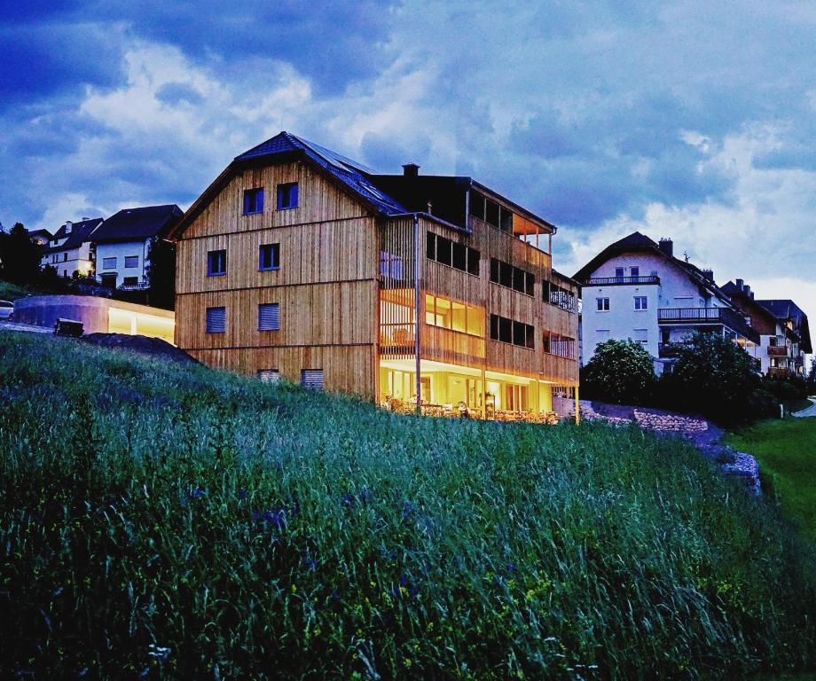 a building on top of a grassy hill at Haus Weigt in Mariapfarr
