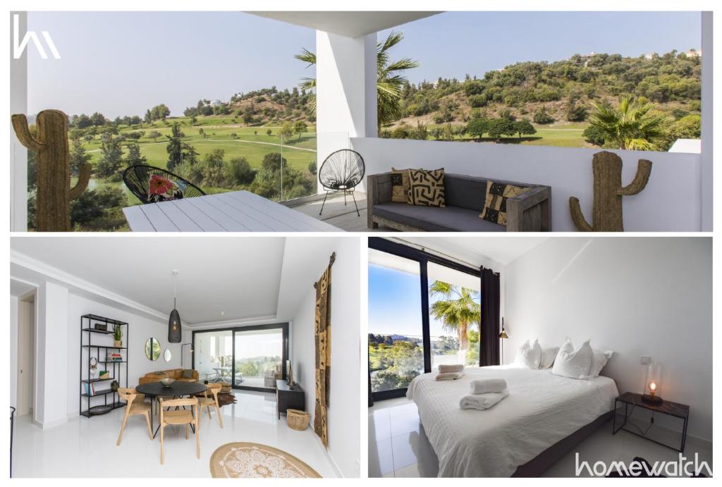 a collage of photos of a bedroom and a house at Apartment Atalaya Hills en Benahavís Marbella Golf in Estepona