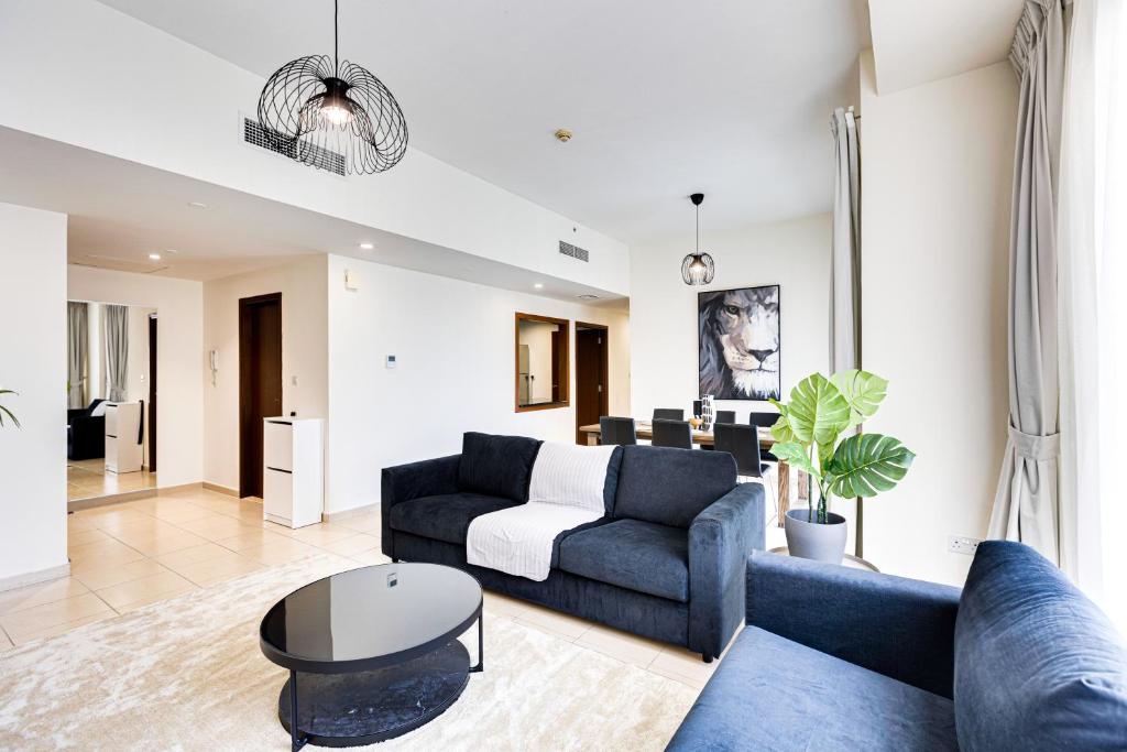 Posezení v ubytování Wonderful apartment near The Beach Sadaf JBR