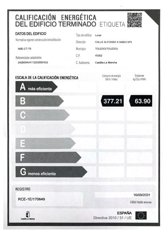 Certifikát, hodnocení, plakát nebo jiný dokument vystavený v ubytování ToledoRooms Palacios