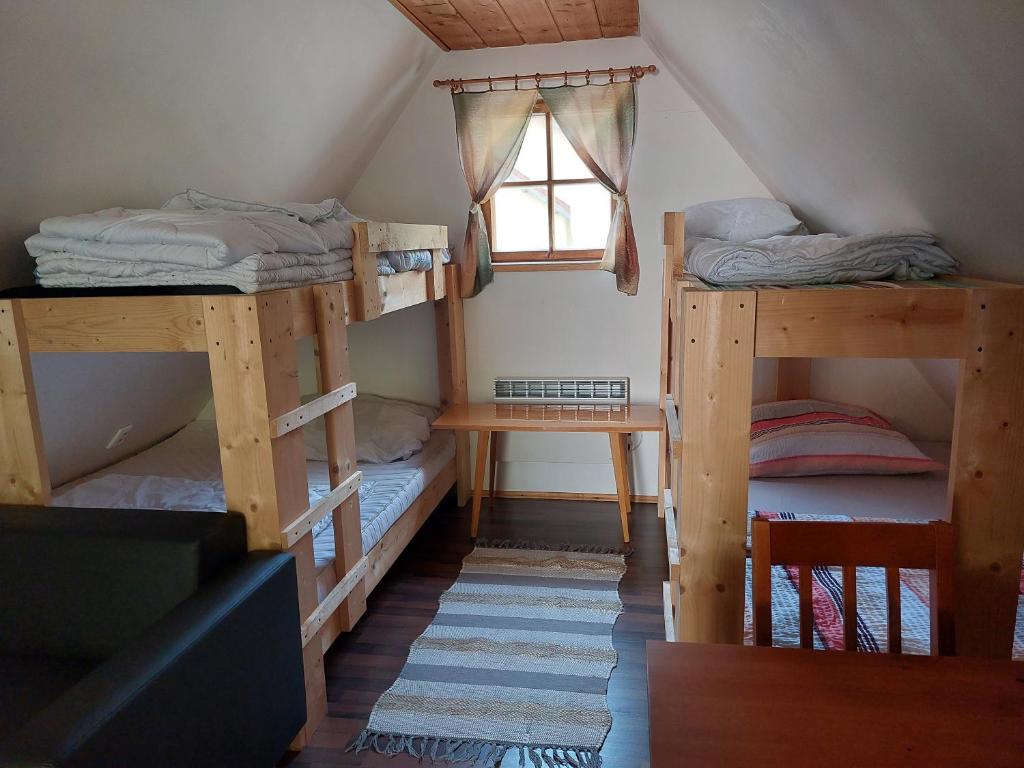 Postel nebo postele na pokoji v ubytování Chatka pod jaskyňou