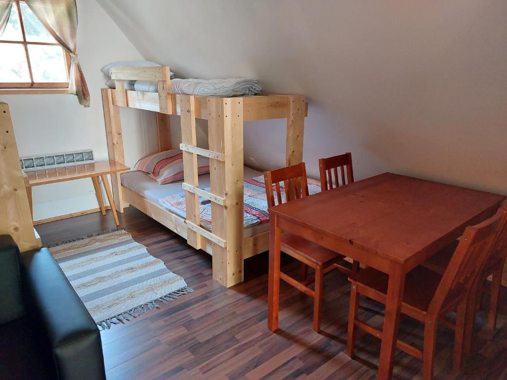 Postel nebo postele na pokoji v ubytování Chatka pod jaskyňou