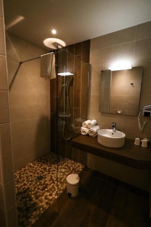 Koupelna v ubytování Hostellerie Bellevue