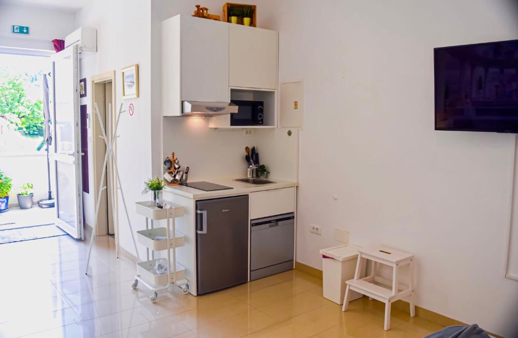 Kuchyň nebo kuchyňský kout v ubytování Studio apartment Stazion with free parking